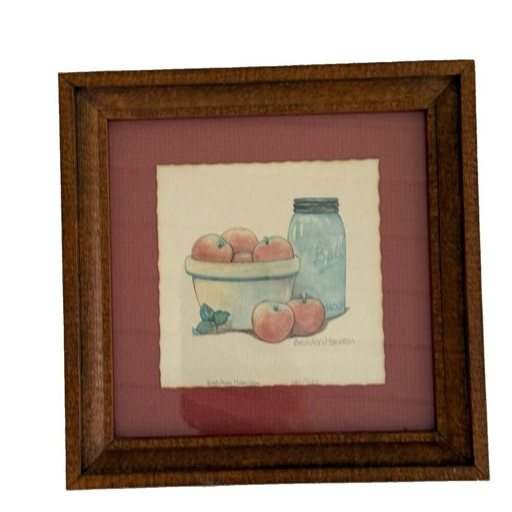 Apple Canning Print Framed Beth Ann Hamilton Signed Numbered Folk Art Matted